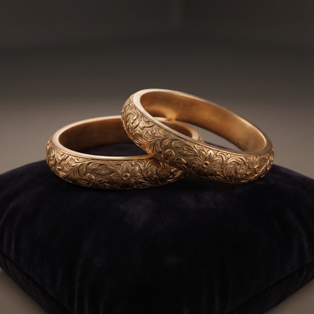 Floral Engraved Bangles