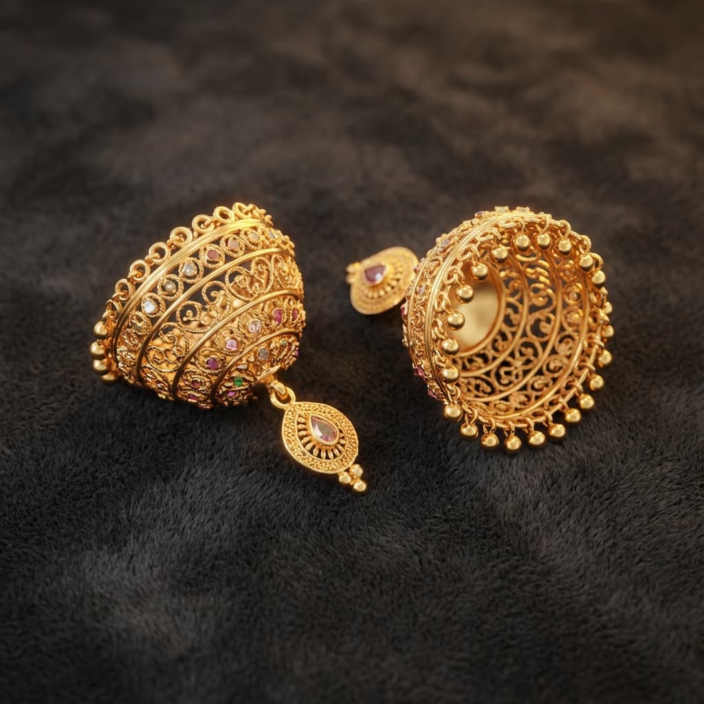 Traditional Gold Jhumkas